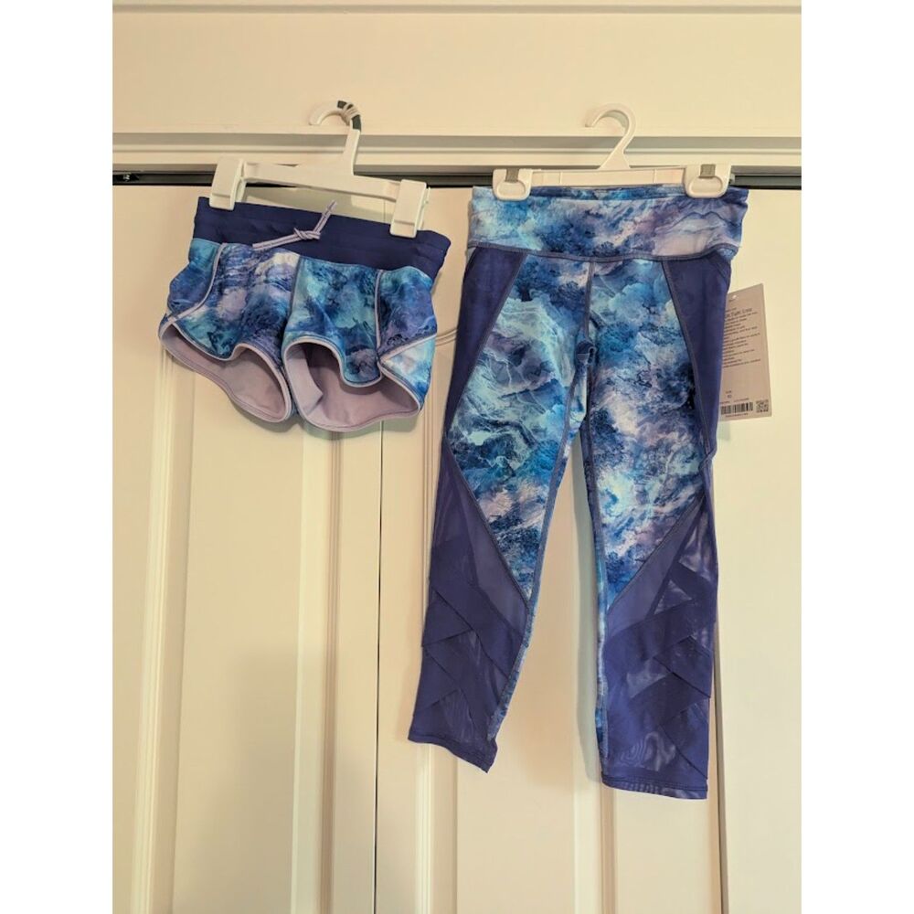 ivivva by Lululemon NWT Fold On Crop Leggings 10 EUC reversible Shorts 8
